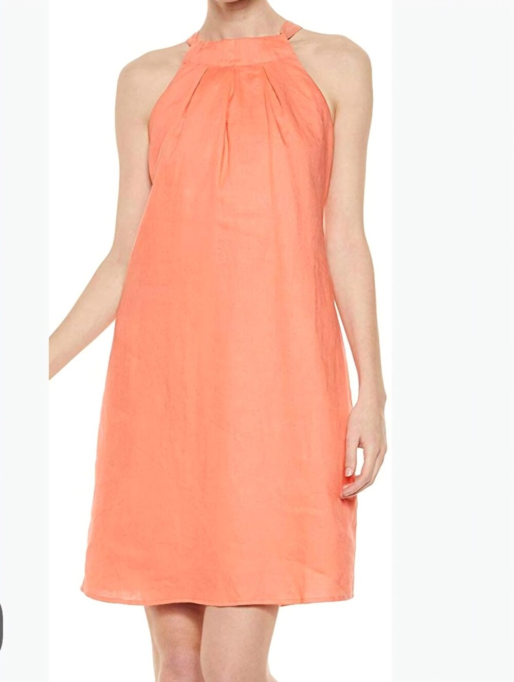 J. Crew Silk Swoop Peach-Coral Halter Shift Dress, 4, Style#64106